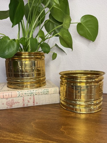 Vintage brass cachepot - vintage,