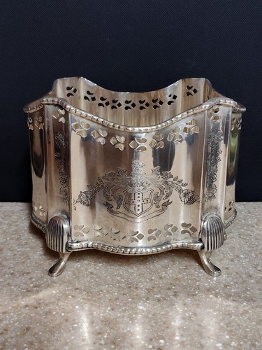 Silver footed cachepot planter - footed,