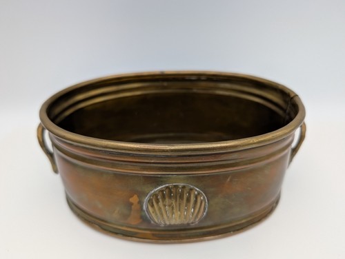 Vintage brass oval planter - vintage,