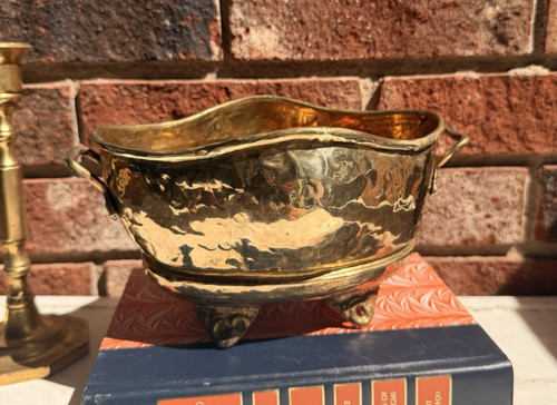 Vintage hammered brass footed - hammered,