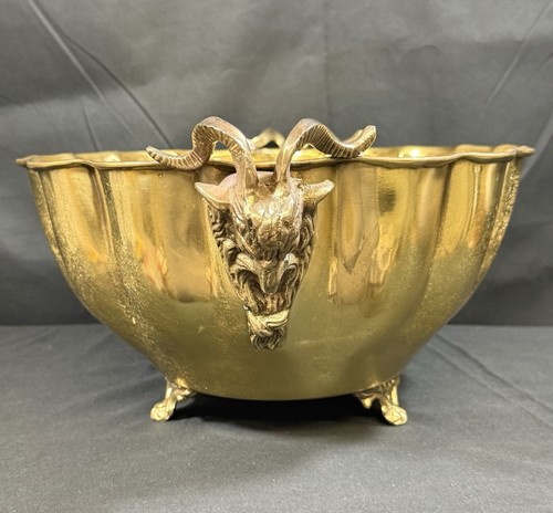 Vintage brass ram head - brass,